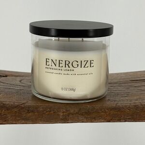 Energize Refreshing Lemon Scented Candle 3 Wick 13 oz Essential Oils Star Candle